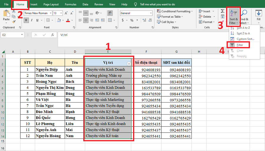 Các kiểu dữ liệu thông dụng của Excel